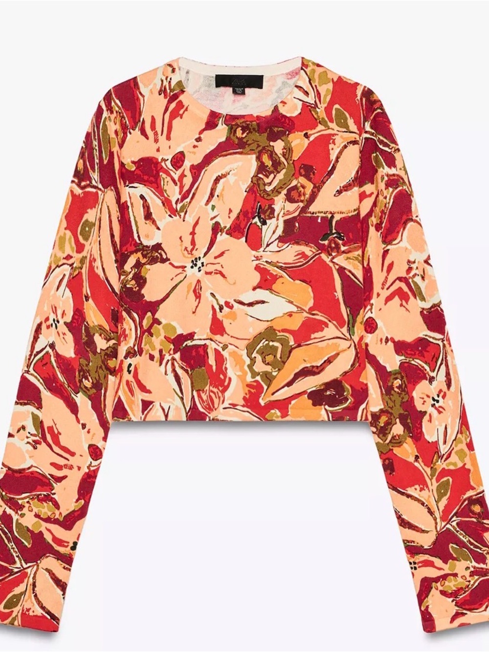 Zara Floral Crewneck Cropped top - Red & Peach